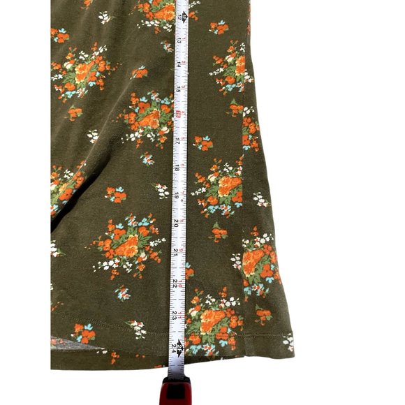 FREE PEOPLE FLORAL PRINT OPEN BACK SHORT SLEEVE GREEN v neck TOP SZ SMALL | T1 - Picture 4 of 6